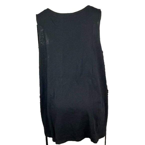 Torrid +4 Black Button Neck Pink Embroidered Skull-Bolt-Ying-Yang Icons Tank Top - Picture 4 of 6